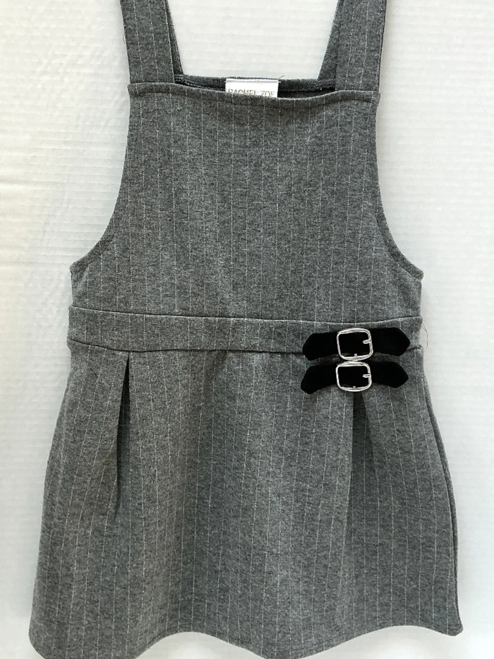 Rachel Zoe Girls Size 5 Jumper Dress Pinafore Gray & Silver Pinstripe